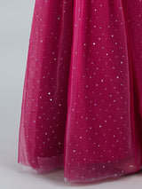 Girls Red Sequin Embellished Gown