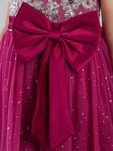 Girls Red Sequin Embellished Gown