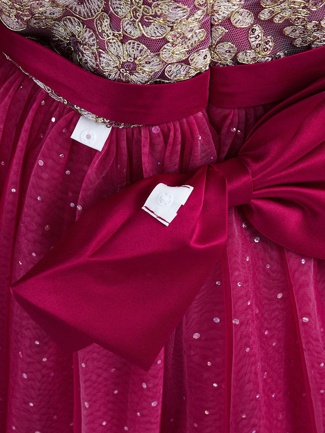 Girls Red Sequin Embellished Gown