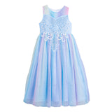 Girls Blue Sequin Embellished Gown
