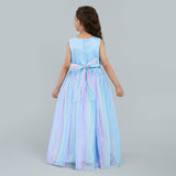 Girls Blue Sequin Embellished Gown