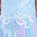 Girls Blue Sequin Embellished Gown