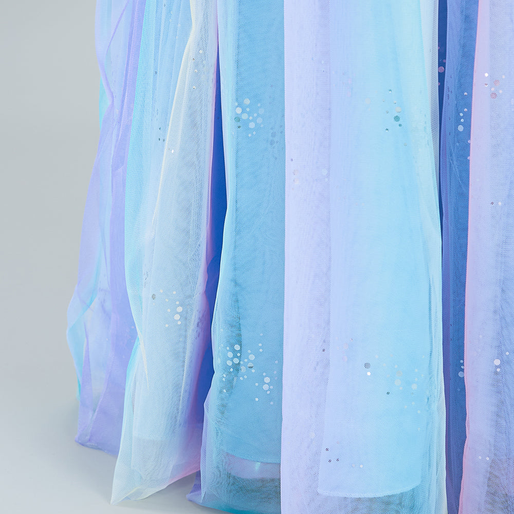Girls Blue Sequin Embellished Gown