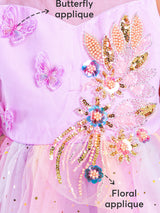 Girls Pink Beaded Gown with Detachable Bow