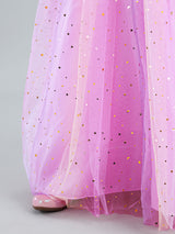 Girls Pink Beaded Gown with Detachable Bow