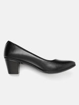 Women's Black Comfortable Block Heel Pumps