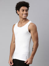 Men's White Cotton Vest - Pack of 2