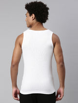 Men's White Cotton Vest - Pack of 2