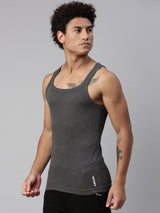 Men's Grey Cotton Sports Vest - Pack of 2