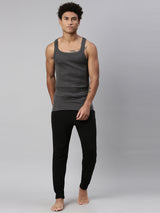Men's Grey Cotton Sports Vest - Pack of 2