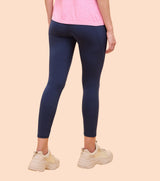Women's Navy Slim fit Solid Leggings