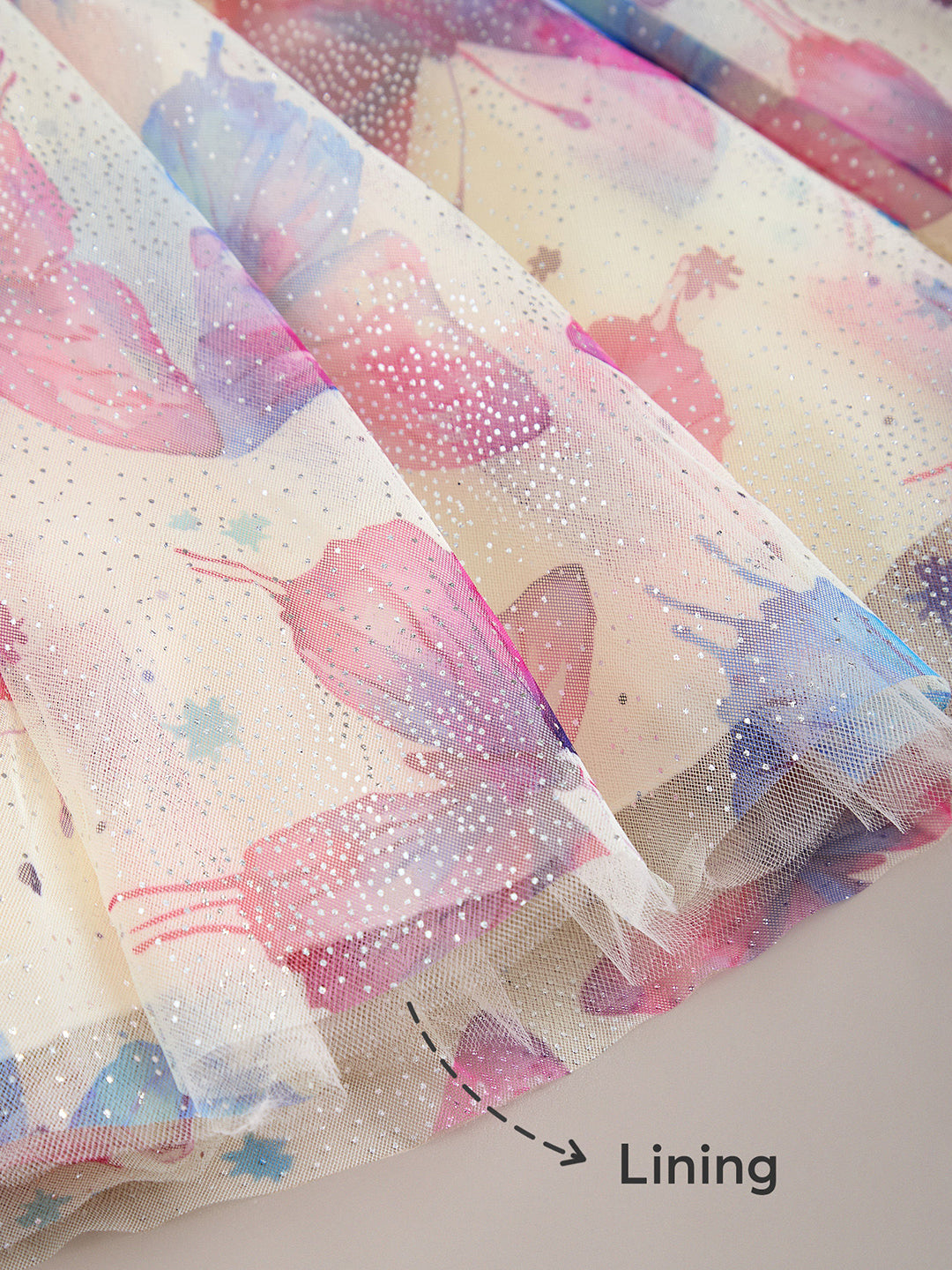 Girls Beige Butterfly Dream Party Dress