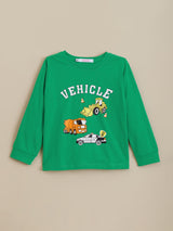 Boys Green Sports Full Sleeves Clothing Sets