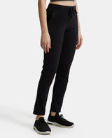 Women's Black Cotton Stretch Track Pant