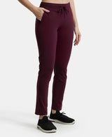 Women's Red Cotton Stretch Track Pant