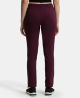 Women's Red Cotton Stretch Track Pant