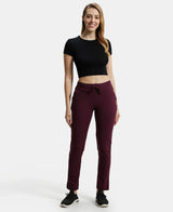Women's Red Cotton Stretch Track Pant