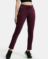 Women's Red Cotton Stretch Track Pant