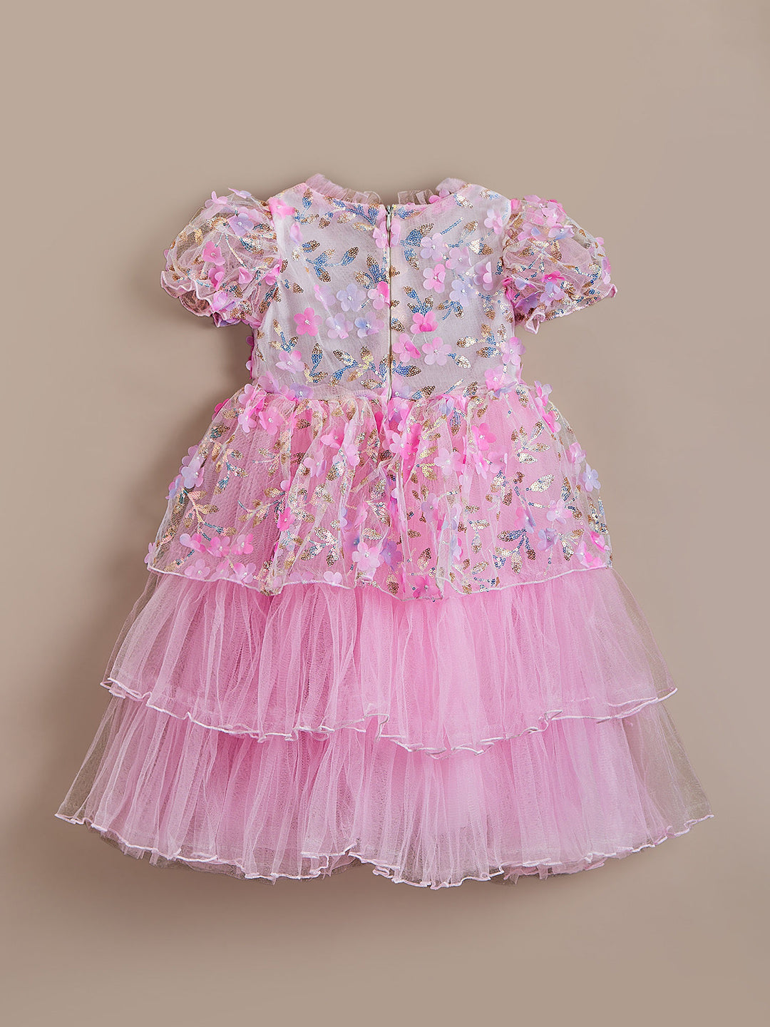 Girls Pink Princess Petal Cascade Dress