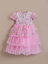 Girls Pink Princess Petal Cascade Dress
