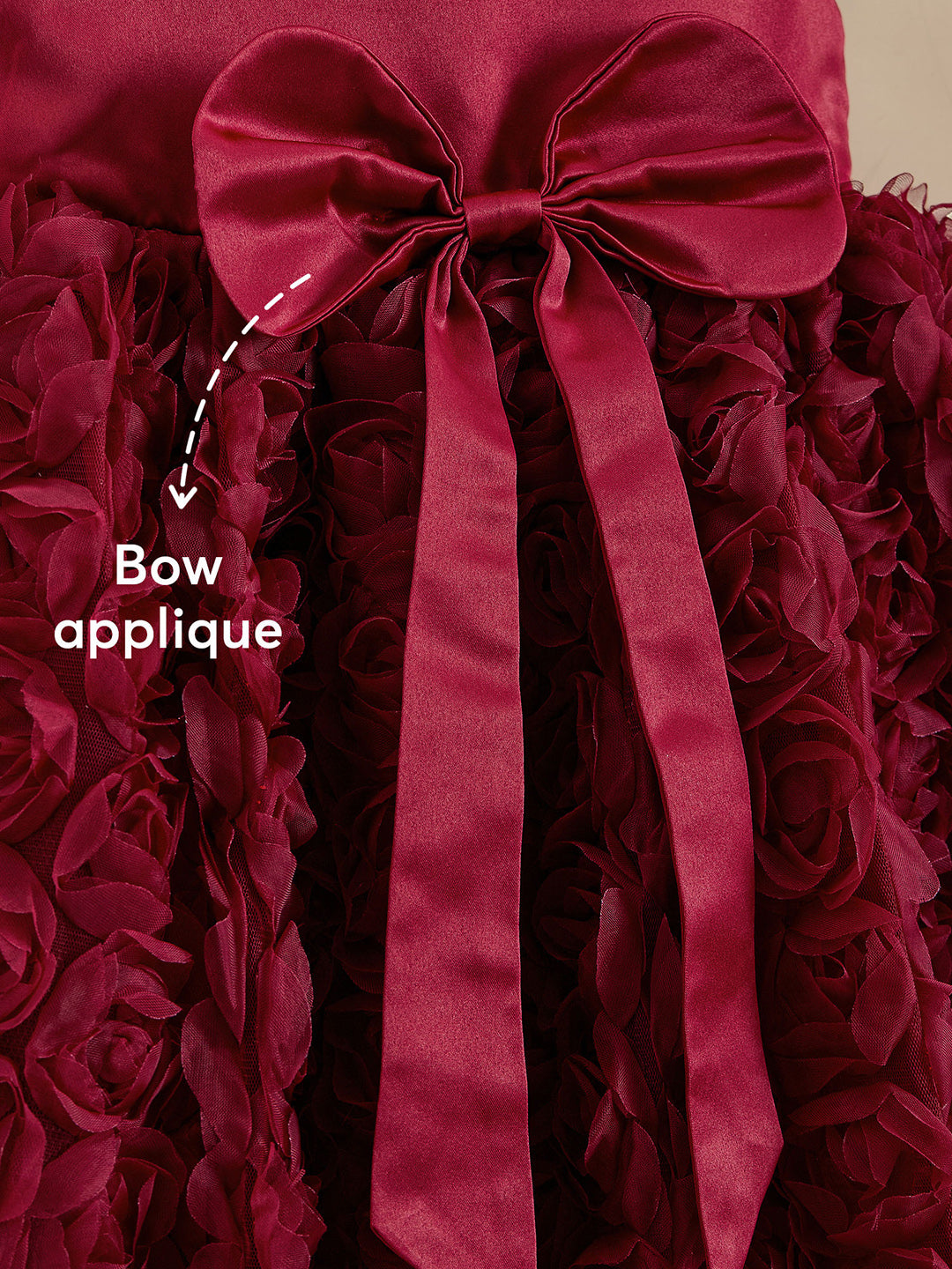 Girls Red 3D Rose Party Dress