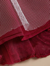 Girls Red 3D Rose Party Dress