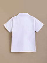 Boys Red Bow Applique Half Sleeves Shirt & Shorts