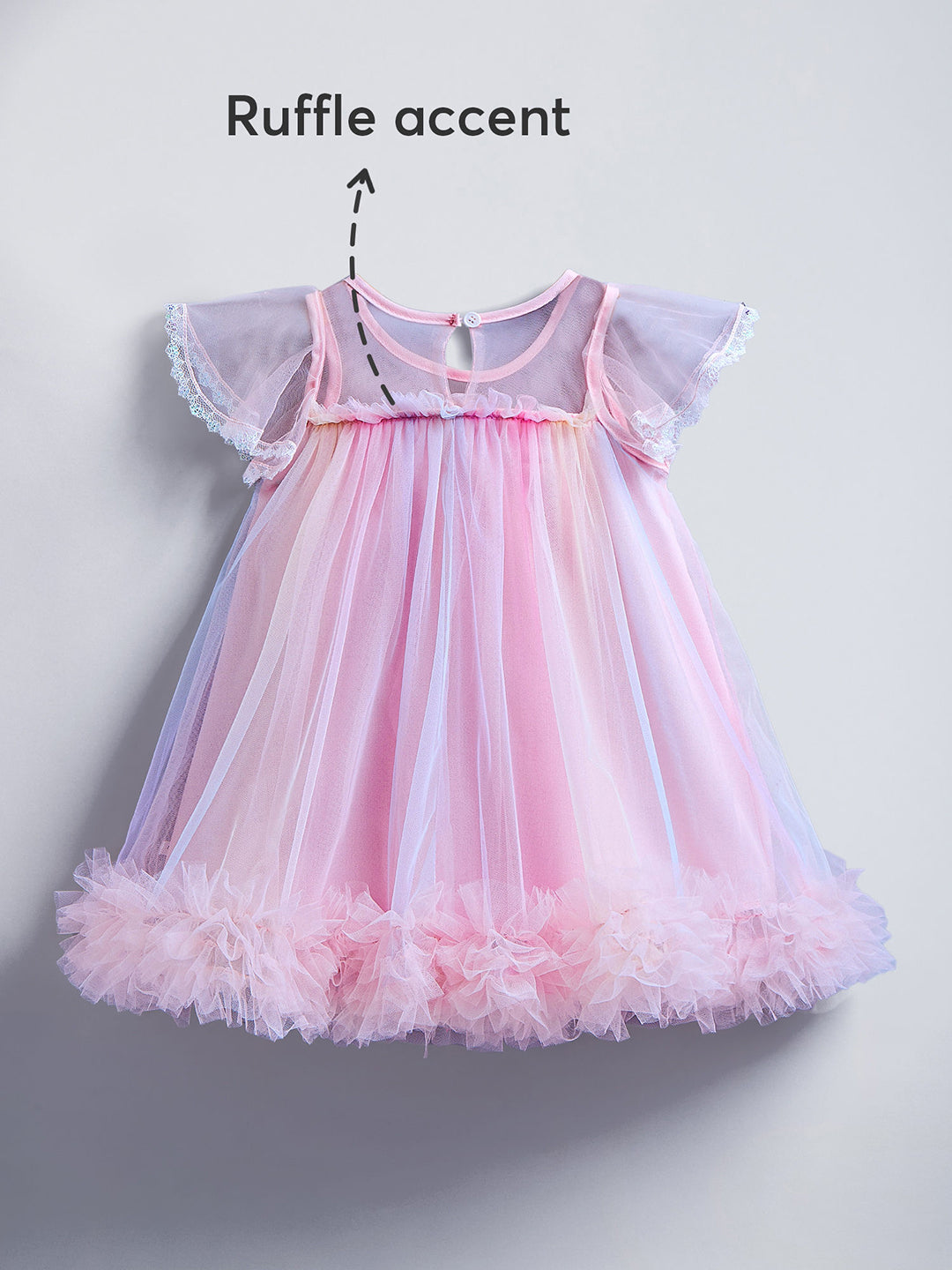 Girls Multicolor Sequinned Bow Applique Party Dress