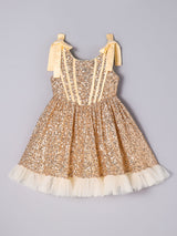 Girls Brown Sparkle Sequin Tulle Party Dress