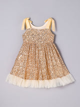 Girls Brown Sparkle Sequin Tulle Party Dress