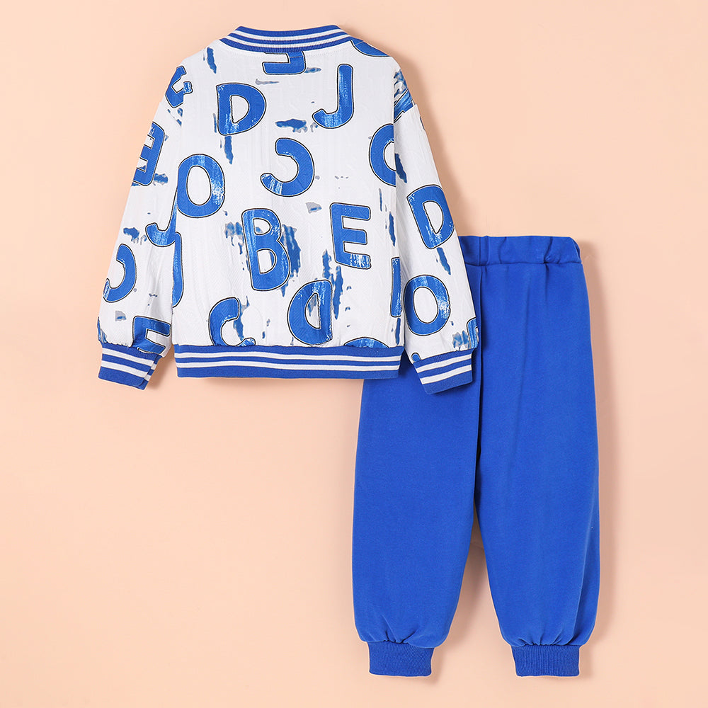 Boys Blue Casual Full Sleeves Sweatshirt and Joggers Set