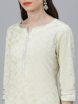 Women's Yellow Cotton Printed Kurta and Yellow Cotton Printed Palazzo with Yellow Chiffon Solid Dupatta