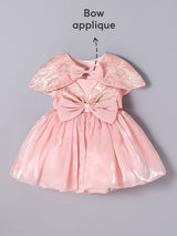 Girls Pink Oversized Bow Shrug Dress