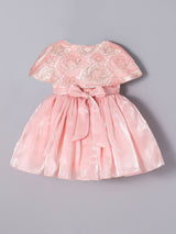 Girls Pink Oversized Bow Shrug Dress