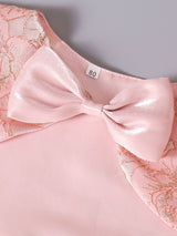 Girls Pink Oversized Bow Shrug Dress