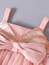 Girls Pink Oversized Bow Shrug Dress