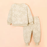 Boys Beige Casual Full Sleeves Sweatshirt and Jogger Set