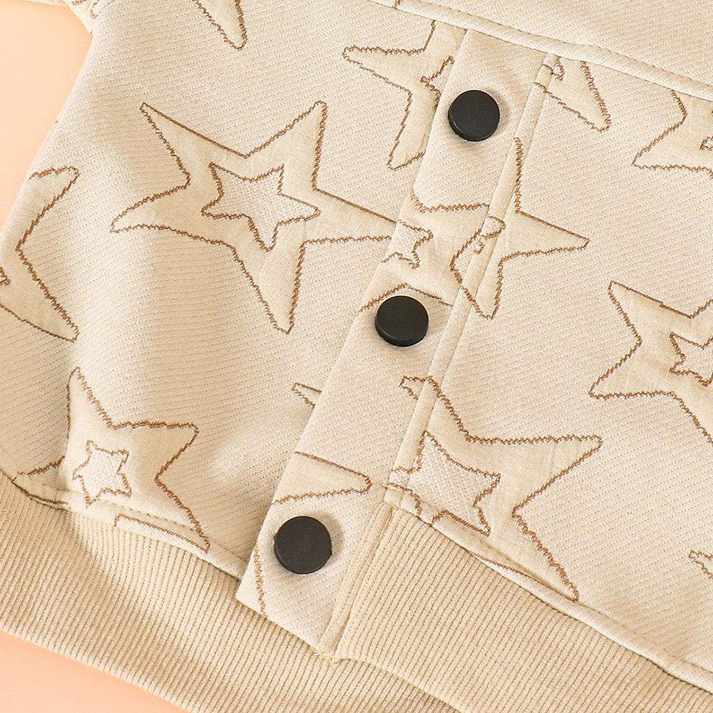 Boys Beige Casual Full Sleeves Sweatshirt and Jogger Set
