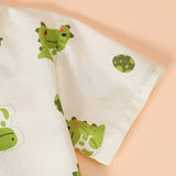 Boys White Dino Safari Tie Shirt and Shorts Set