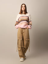 Women's Multicolor Striped Casual Colourblocked Pullover
