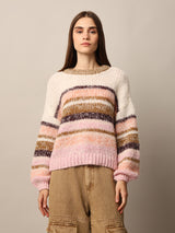 Women's Multicolor Striped Casual Colourblocked Pullover