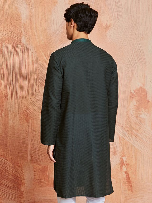 Men's Green Festive Ethnic Full Sleeves Kurta