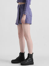 Women's Blue Woven Casual Above Knee Shorts