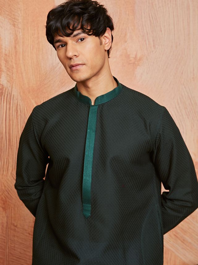 Men's Green Festive Ethnic Full Sleeves Kurta