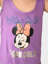 Girls Purple Casual Printed Regular Fit Sleeveless Tshirt
