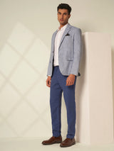 Men's Navy Casual Slim Fit Solid Trousers