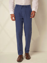 Men's Navy Casual Slim Fit Solid Trousers