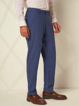 Men's Navy Casual Slim Fit Solid Trousers