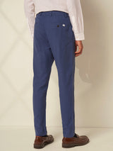 Men's Navy Casual Slim Fit Solid Trousers