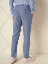 Men's Blue Casual Slim Fit Solid Trousers